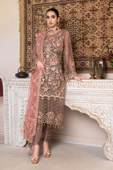 JJ EMBELLISH BY JANIQUE LUXURY EMBROIDERED UNDTITCHED SUIT D-005 Apricot Blossom